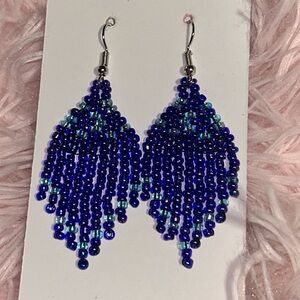 Elegant Blue Beaded Earrings